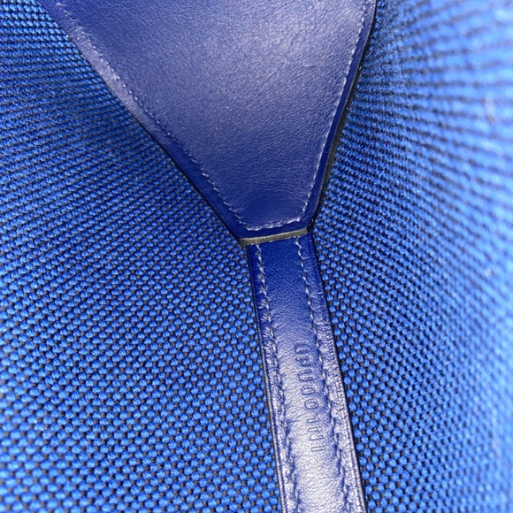 Hermes Limited Edition Color Blue Canvas Cabas H En Biais 27 Tote Bag - Picture 10 of 12
